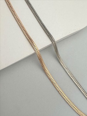 QA Quella Accessories Xuping Ince Örgü  Gümüş & Soft Rose-Gold Bileklik 19 cm - Gümüş