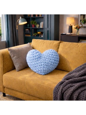 Basart El Örgüsü Kalp Yastık – Dekoratif Kalp, El Yapımı Özel Tasarım