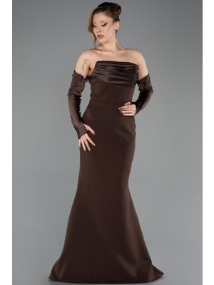 Abiyefon Straplez Kol Aksesuarlı Uzun Balık Abiye ABU4398