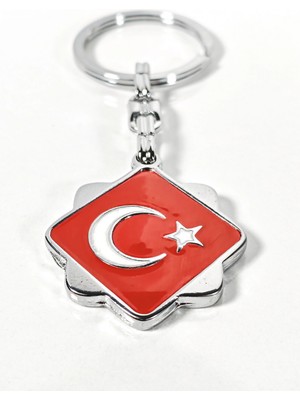 Moncuk Design Kırmızı Ay Yıldız Motifli Metal Anahtarlık – Klasik ve Zarif Milli Sembol