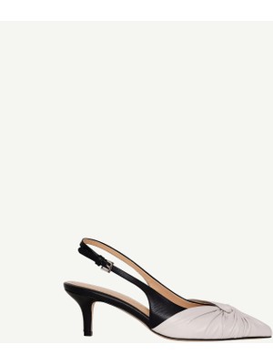 Yargıcı Çift Renkli Deri Topuklu Ayakkabı