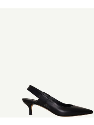 Yargıcı Arkası Açık Sivri Burunlu Deri Topuklu Ayakkabı