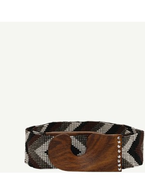 Yargıcı Boncuk Işleme Ahşap Kapamalı Kemer