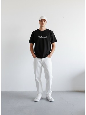 LTB Kısa Kollu Bisiklet Yaka Sign Baskılı Siyah T-Shırt