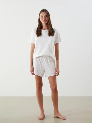 Lc Waikiki Yeni Sezon Beli Lastikli Baskılı Kadın Şort Pijama Altı