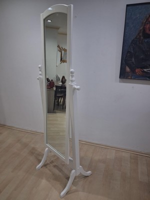 Bengi Ankara Mobilya Boy Ayna 90587 Dikdörtgen Model Ahşap Mdf Parlak Krem Flotal Ayna El Yapım