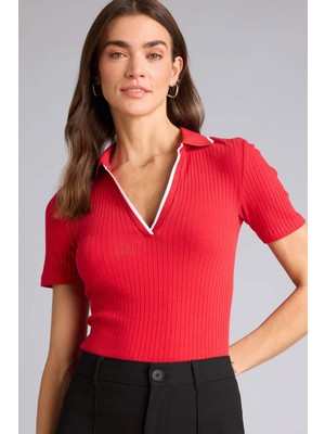 DeFacto Slim Fit Polo Yaka Fitilli Kaşkorse Kısa Kollu Polo Tişört E5786AX26SP