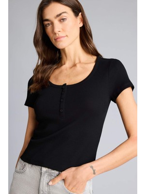 DeFacto Regular Fit Basic Düz Fitilli Kaşkorse Kısa Kollu Tişört H2034AX26SM