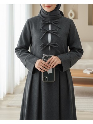 Modamorfo Önü Bağcıklı Etekli Kaşe Takım -Antrasit