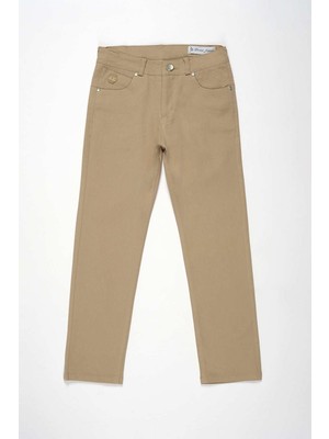 Doctor Junior Erkek Çocuk Likralı Dokuma Pantolon Bej Renk Günlük Kullanım İçin Slim Fit Model