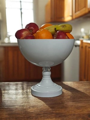 Dede Metal Kase Meyvalık Beyaz Statik Boyalı Plastik Taş Detaylı