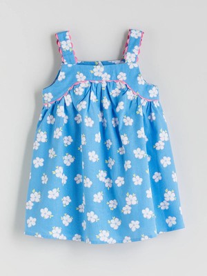 Lc Waikiki Yeni Sezon Çiçekli Kız Çocuk Keten Karışım Elbise