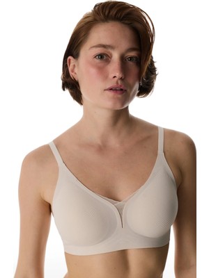 Penti Seramik Bej Invisible Görünmez Lace Dantel Detaylı Balensiz Sütyen