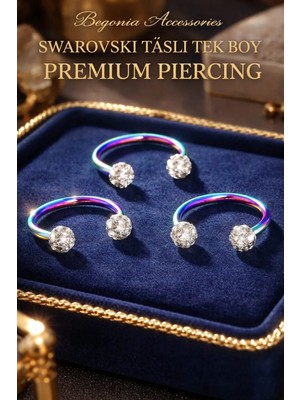Begonia Accessories  Cerrahi Çelik, 6 mm 8 mm 10 mm  Çap, 3 Adet Septum Şambala Halka Piercing Küpe Set, Kaş, Dudak, Burun, Kulak Kullanımına Uygundur
