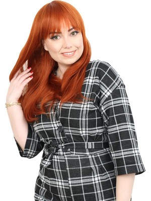 Indispensablely Düz Perçemli Orta Boy Fiber Sen Peruk / Bakır