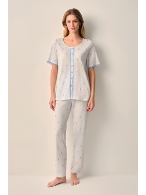 Suwen Maria Pamuklu Gömlek Yaka Pijama Takımı