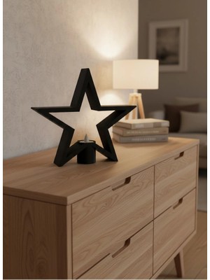 Astraltech Siyah Yıldız Şeklinde Mumluk Loş Işık Dekor Aksesuarı