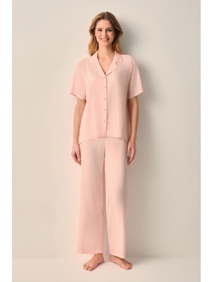 Suwen Stripe Gömlek Yaka Pijama Takımı