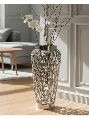 Rossev Vazo Eskitme Gümüş Delikli Arbol -50CM