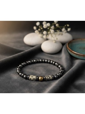 Meneva Aksesuar Benekli Jasper & Hematit Taşı Doğal Taş Bileklik