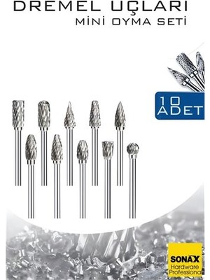 Store Mania Ieg™ Dremel Uyumlu Mini Oyma Gravür Uç Seti – 10'lu Tungsten Karbür, Ahşap/metal/plastik Iç