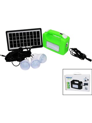 Luz&pos Solar Seyyar Panelli - Fiş Şarjlı 2in1 Yatay - Oval Model El Feneri  - 3 Parça  Ampul Kablolu - Powerbank