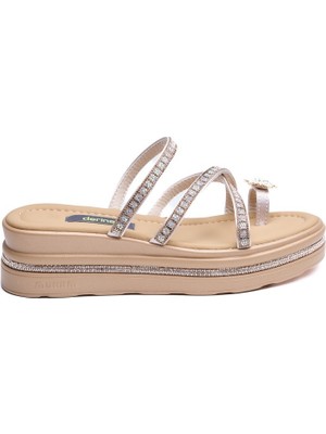 Derinet Taş Aksesuarlı Hasır Kadın Terlik