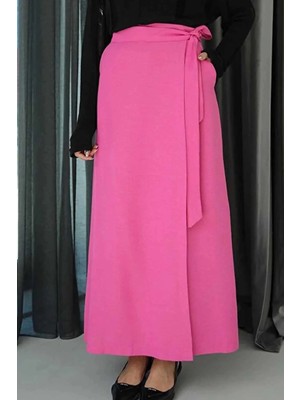 Tesettür Diyarı Beli Fiyonklu Helin Tesettür Etek- Pembe