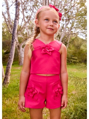 Mayoral Kız Çocuk Güpürlü Kolsuz Bluz Şort Takım 3948