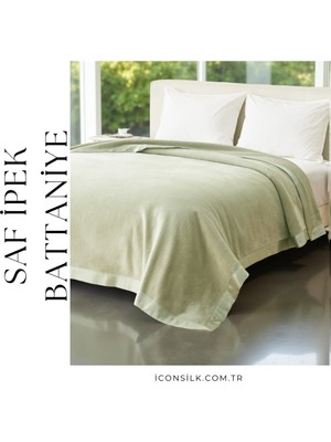 ICON SILK Premium Saf Ipek Fleece Tek Kişilik Battaniye (Açık Yeşil)