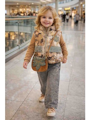 sealy kids 12248 Yaprak Desenli 4'lu Kız Çocuk Bayramlık Takım