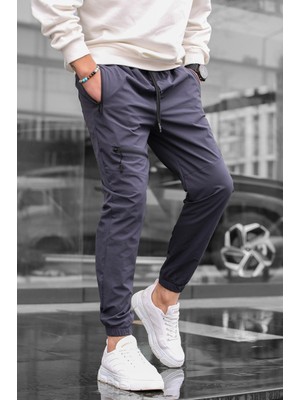 Madmext Füme Fermuar Detaylı Paraşüt Jogger Pantolon