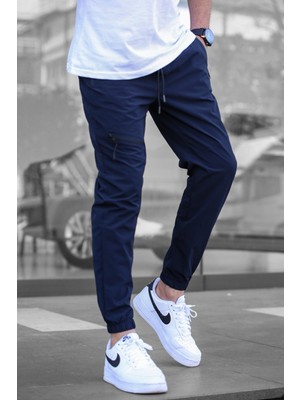 Madmext Lacivert Fermuar Detaylı Paraşüt Jogger Pantolon