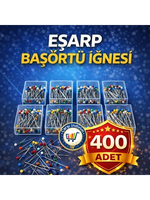 Nistabolje 8 Kutu Renkli Eşarp İğnesi 400 Adet Zarar Vermeyen Başörtü İçin