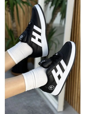 Romex Kadın Siyah Beyaz  Ortopedik Taban A Kalite Ürün Cilt Sneaker 037