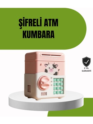 Astraltech Atm Tasarımlı Pembe Işıklı Sesli Çocuk Kumbarası