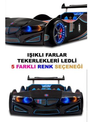 Gt2 - Bmw - Arabalı Yatak  - Tekerlekleri Ledli.