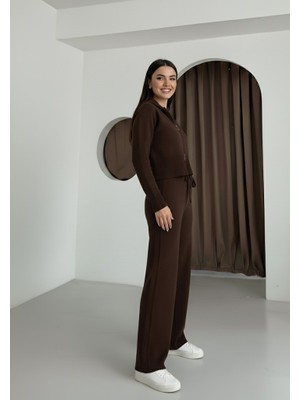 Salome Butik Triko Kapişonlu Parmak Geçirmeli  Takım