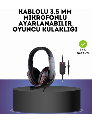 Astraltech Kırmızı Gaming Headset Mikrofonlu Sağlam Kablolu Konforlu