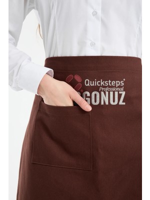 Quicksteps Professional Belden Bağlamalı Önlük Barista & Servis 7/7 Gabardin Kahve Kahverengi
