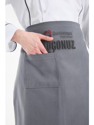 Quicksteps Professional Belden Bağlamalı Önlük Barista & Servis 7/7 Gabardin Gri Gri