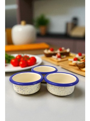 İnci Emaye 3 Parça 10CM Emaye Dik Tabak Set , Kahvaltı Tabağı, Reçellik, Zeytin, Peynir Tabağı, Çeyiz, Hediye