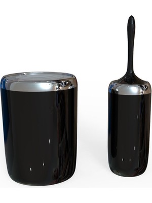 Primanova Lima Krom Dekorlu 2'li Set - Siyah & Krom