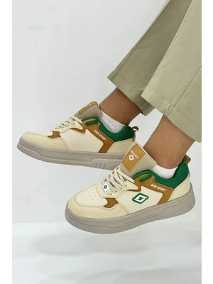 Romex Kadın Bej Ortopedik Taban Cilt A Kalite  Sneaker 030