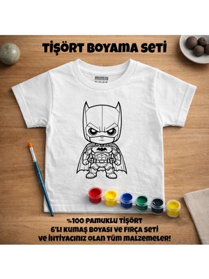 Kız Çocuklar İçin Beyaz Kısa Kol Tişört Boyama Seti - Kreatif Elbise Tasarım Oyunu, Pamuklu