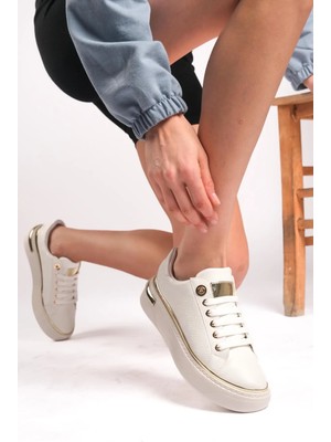 Romex Altın Detaylı siyah Kadın Sneaker - Kalın Tabanlı ve Modern Tasarım Trend Spor Ayakkabı