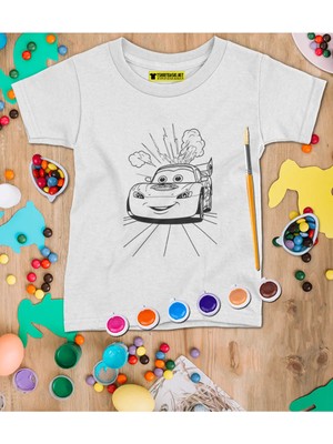 Şimşek Çocuk Tişört Boyama Seti – Çocuk Full Set Fırçalı, Kreatif Elbise Tasarım Oyunu, 3+ Yaş