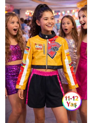 Toyfest Iblis Avcıları K-Pop Karakteri Rumi Netflix Dizisi Cosplay Deri Ceket Etek 2 Parça Kostümü 11-12 Yaş