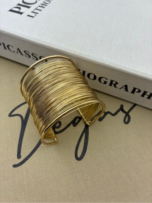 Hedef Bujiteri Gold Renk Ayarlanabilir Çoklu Tel Görünümlü Tasarım Sıralı Telli Kelepçe, Bileklik