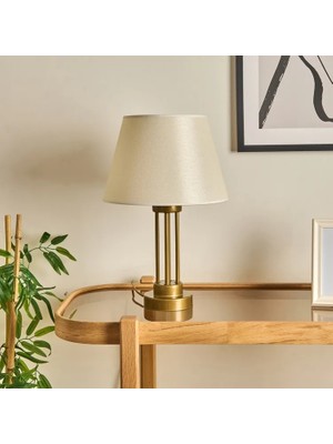 Dede Kule Metal Abajur Eskitme Statik Boyalı Krem Rengi Şapkalı